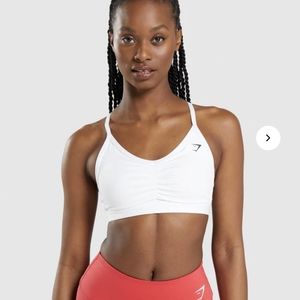 Gymshark White Ruched sports bra
